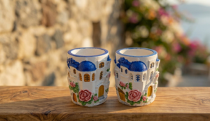 Χειροποίητη Γύψινη Μολυβοθήκη, Κασπώ. Τα Ρόδα του Αιγαίου- Σκοτεινό Μπλε Φωτογραφία 2